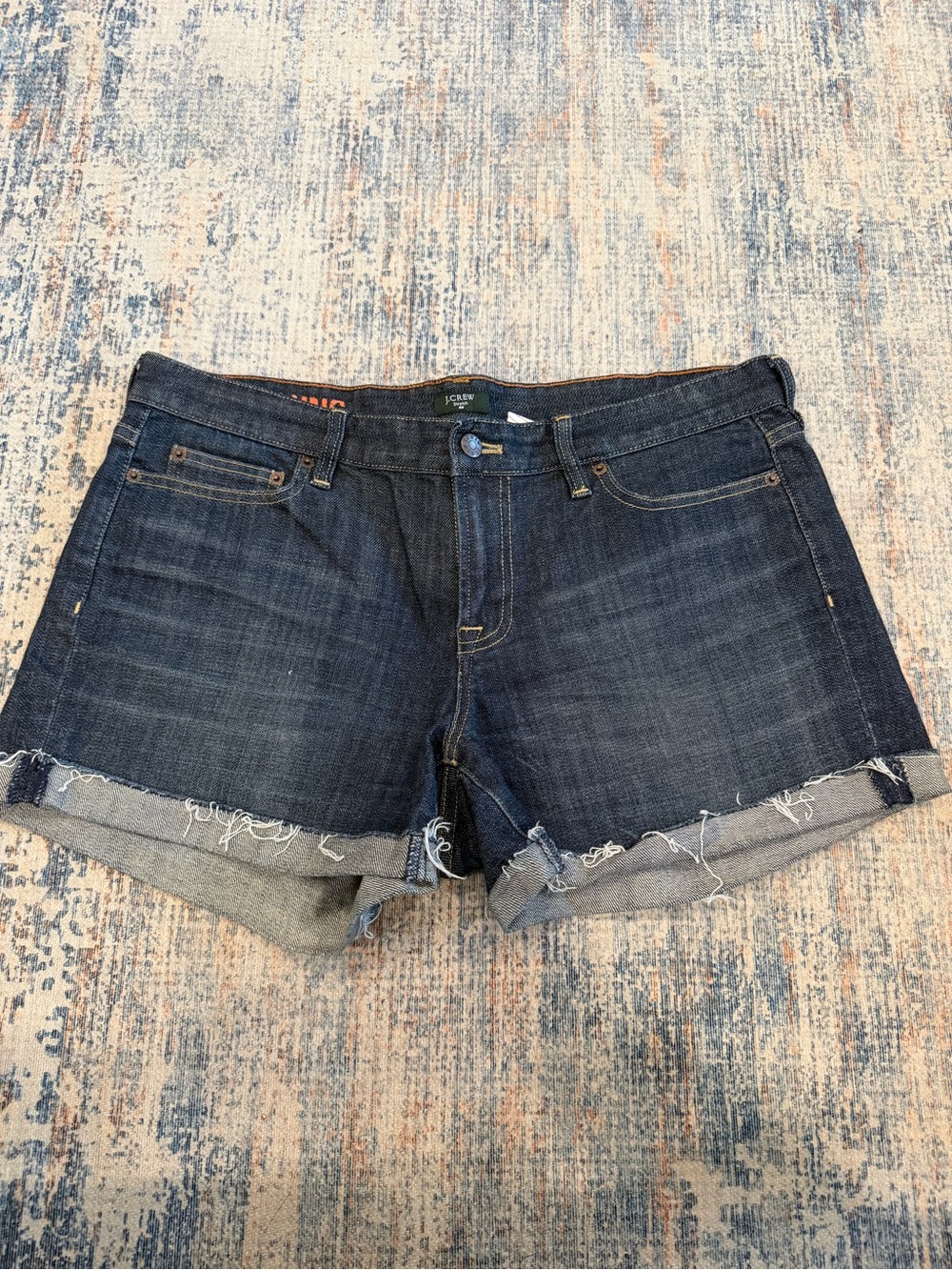 J. Crew Dark Indigo Frayed Hem Denim Shorts
